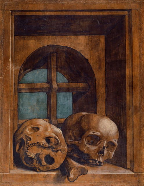 窗户壁龛里的两个头骨