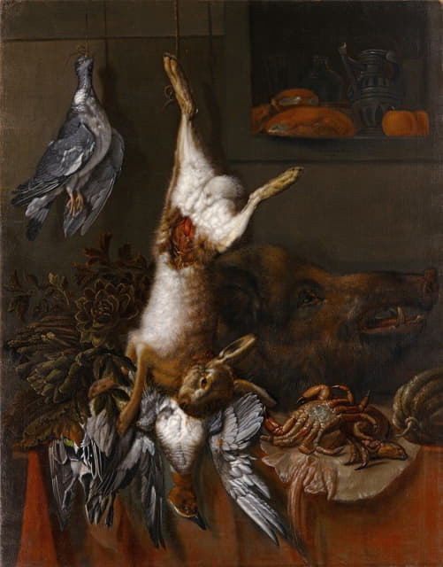 Hinrich Stravius - Hunting Still Life With A Hare