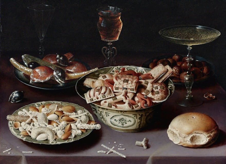 Osias Beert the Elder - A Still Life Of Porcelain Vessels Containing Sweets…