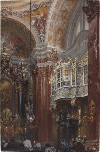Adolph Menzel - The Interior of the Jacobskirche at Innsbruck