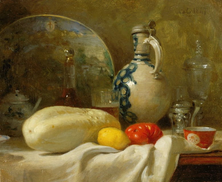 Adolphe-Félix Cals - Still Life with a Cucumber and a Pitcher