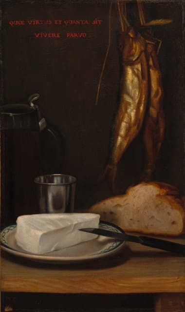 Alexandre-Gabriel Decamps - Still Life with Herring, Bread, and Cheese