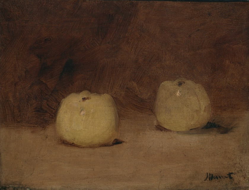 两个苹果的静物画