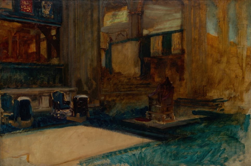 Edwin Austin Abbey - Interior Study of Westminster Abbey, for The Coronation of King Edward VII