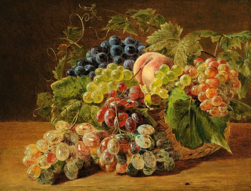 Ferdinand Georg Waldmüller - Still Life With Peaches And Grapes