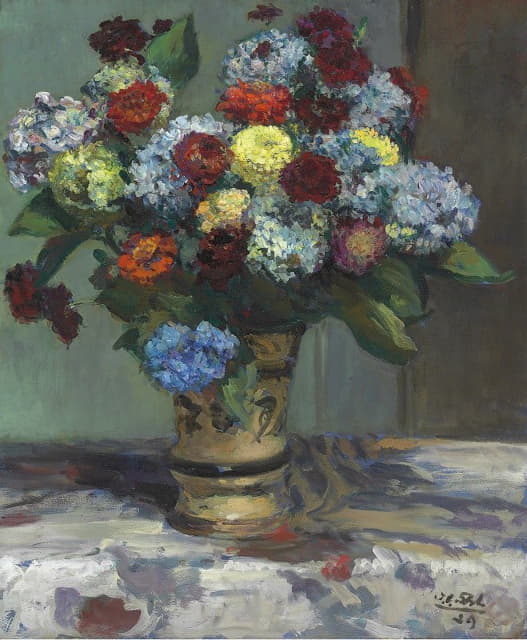 Jacques-Émile Blanche - Bouquet de fleurs aux hortensias