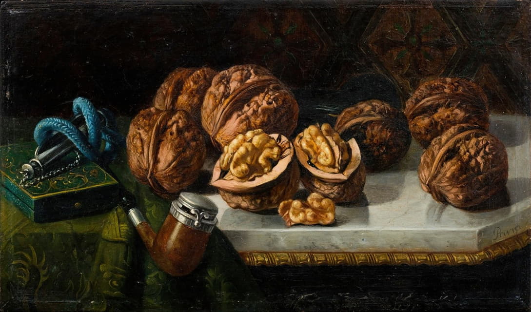 Jose Felipe Parra - Still Life with Walnuts and Meerschaum