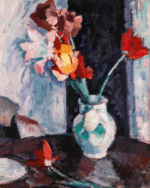 Samuel John Peploe - Tulips In A White Vase