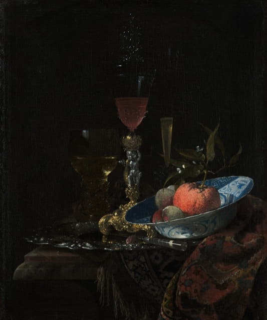 Willem Kalf - Wineglass and a Bowl of Fruit
