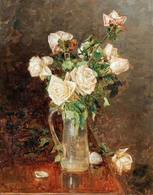 Yuliy Yulevich Klever the Younger - A bouquet of roses in a glass ewer
