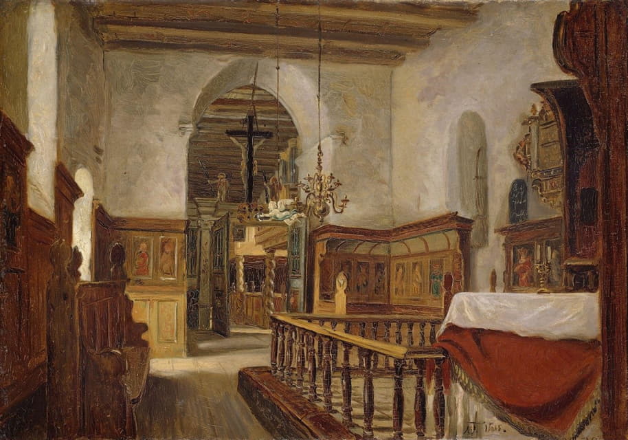 Adolph Tidemand - Interior from the Church at Voss