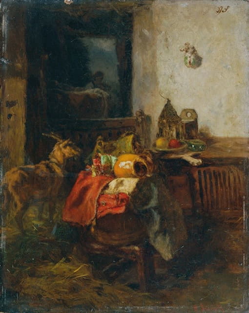 Anton Schrödl - Bauernzimmer mit einem Stillleben