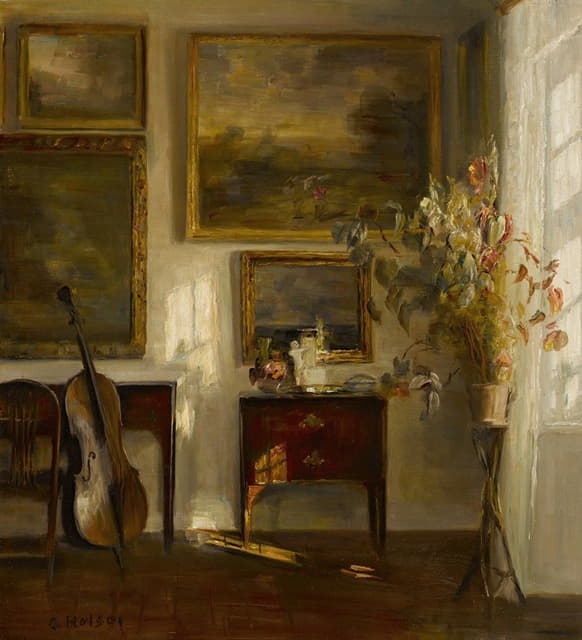Carl Holsøe - Interior with cello
