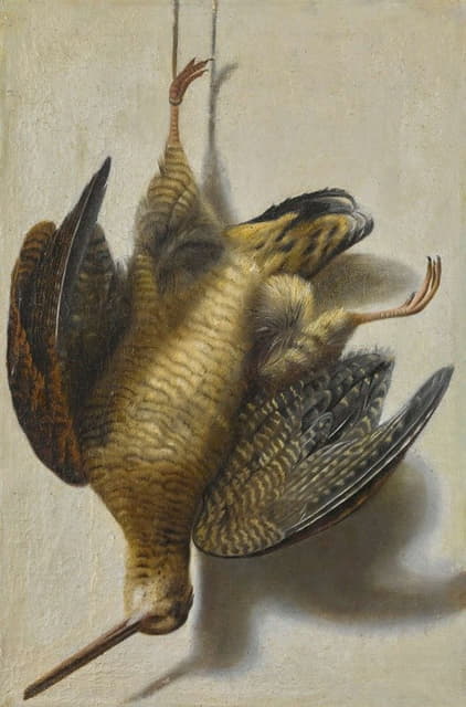 Cornelis Biltius - A trompe l’oeil with a woodcock hanging before a wall