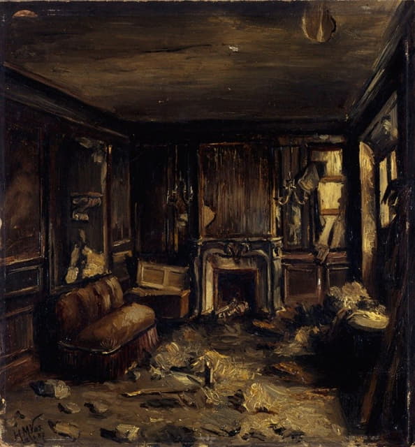 1887年5月15日大火后，歌剧院的一个艺术家更衣室
