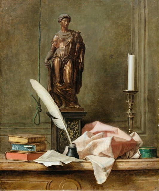 Thomas Germain Joseph Duvivier - Still life with a statue and an inkwell