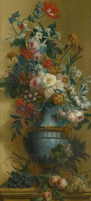 Willem van Leen - Flowers in a Blue Vase