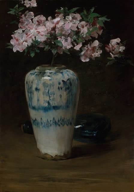 粉红杜鹃花，中国花瓶