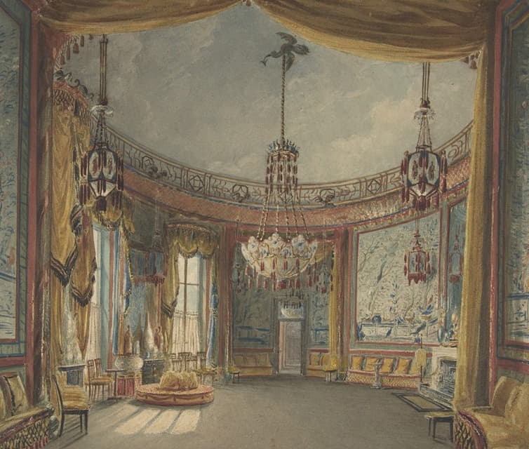 Augustus Charles Pugin - The Saloon, Brighton Pavilion