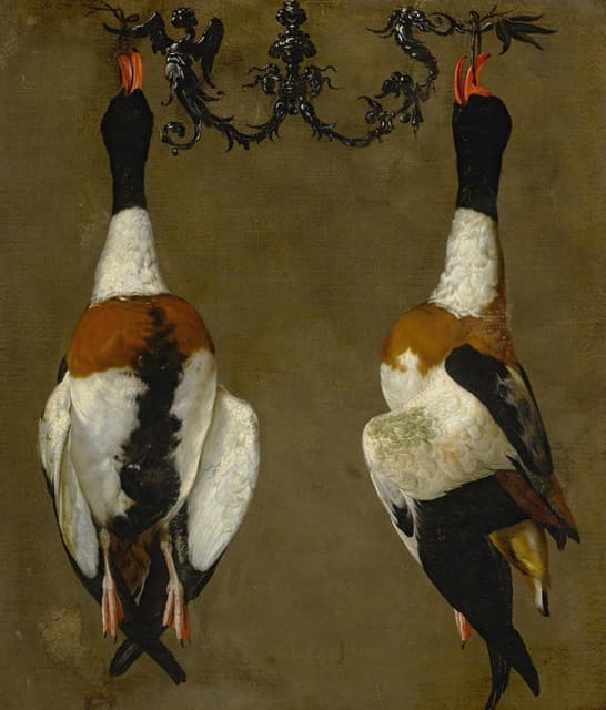 Cesare Dandini - Still life of two shelducks hanging from their bills