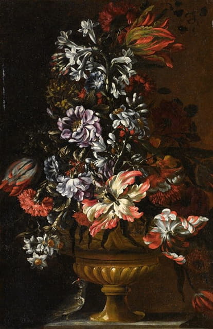 Francesco Caldei - Still Life With Vase Of Flowers
