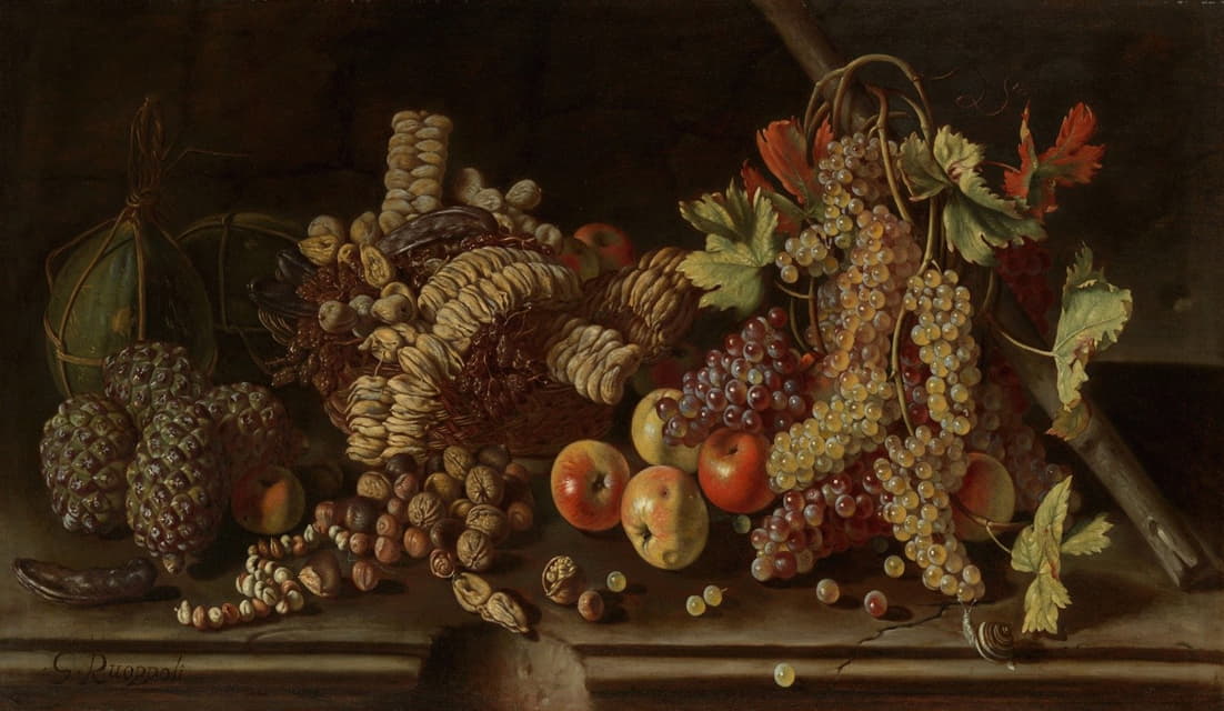 水果和坚果的静物画