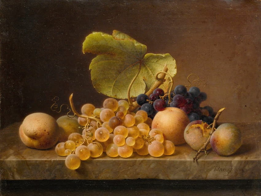 Johann Wilhelm Preyer - Still Life With Grapes 