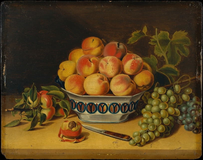 静物画；桃子和葡萄
