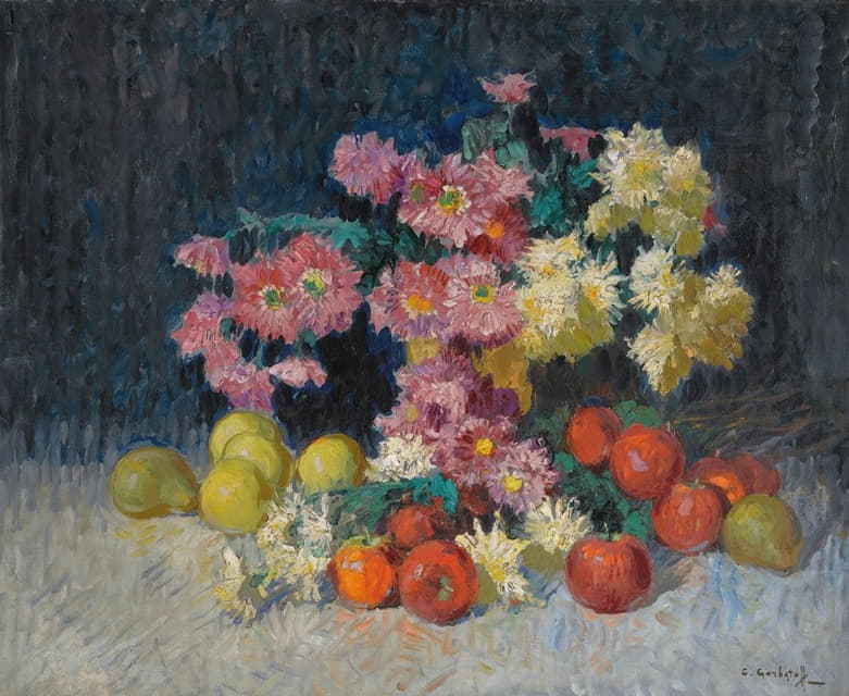 Konstantin Ivanovich Gorbatov - Still Life With Flowers And Fruit