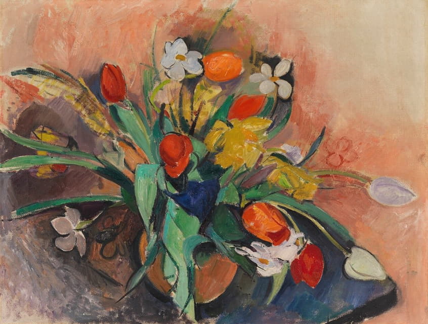 Rudolf Levy - Vase Mit Tulpen Und Narzissen
