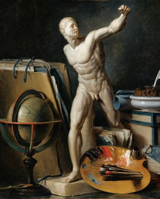Thomas Germain Joseph Duvivier - Still Life With Sphere, Palette And Antique Plaster