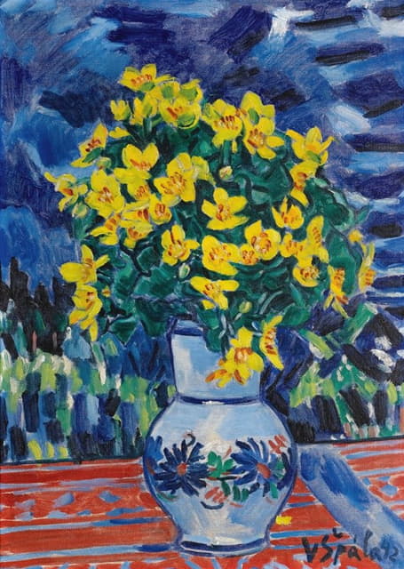 Václav Špála - Bouquet Of Flowers In A Blue Vase