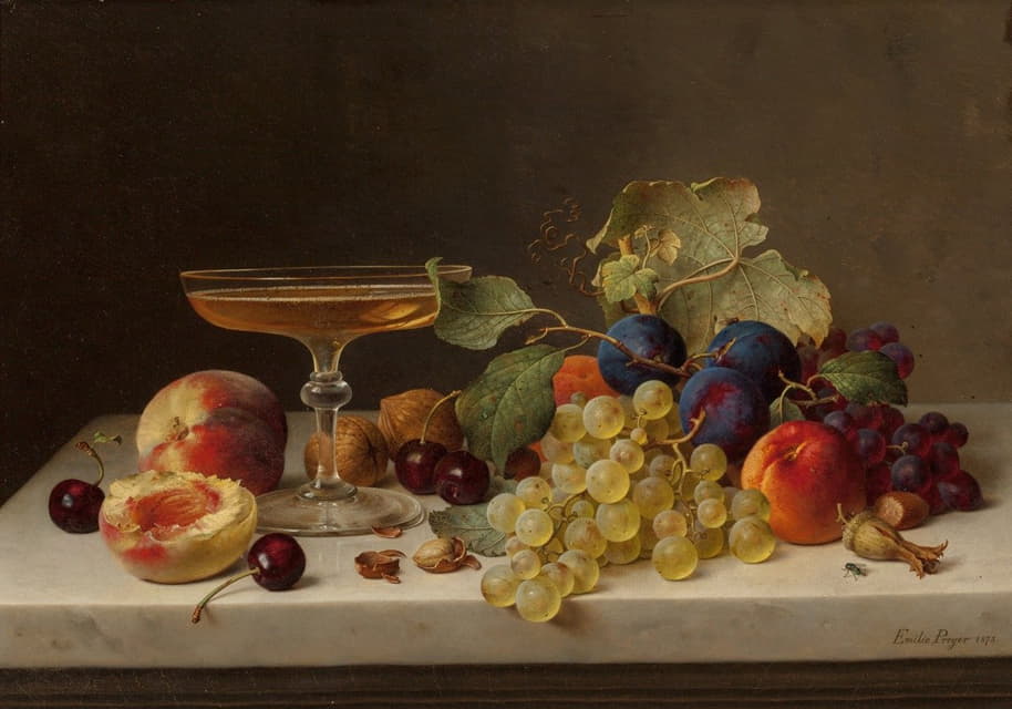 Emilie Preyer - Still Life with Summer Fruits and Champagne