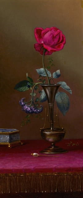 Martin Johnson Heade - Red Rose and Heliotrope in a Vase (Requited and Unrequited Love)