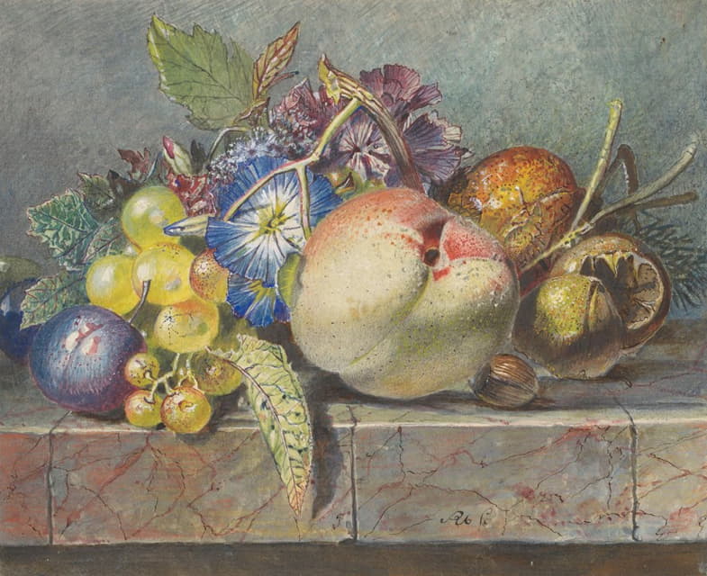 Albertus Steenbergen - Vruchten- en bloemstilleven