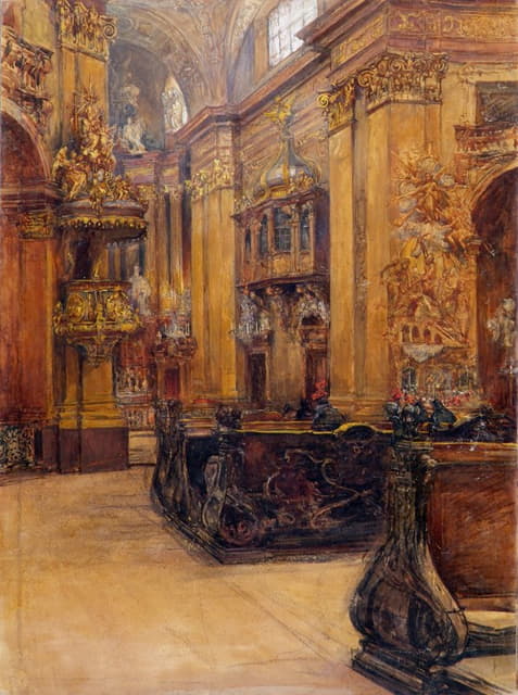 Alfred Edler von Pflügl - Das Innere der Peterskirche in Wien