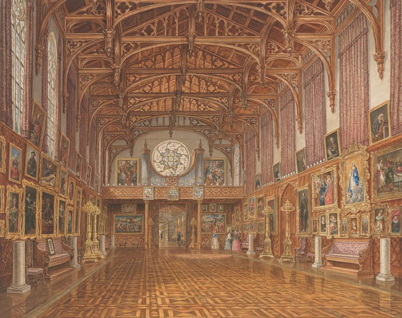 Augustus Wijnantz - Interieur van de Gotische Zaal, paleis Kneuterdijk, Den Haag