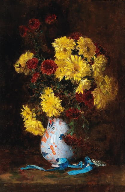 Eugène Henri Cauchois - Bouquet of Asters in a Vase