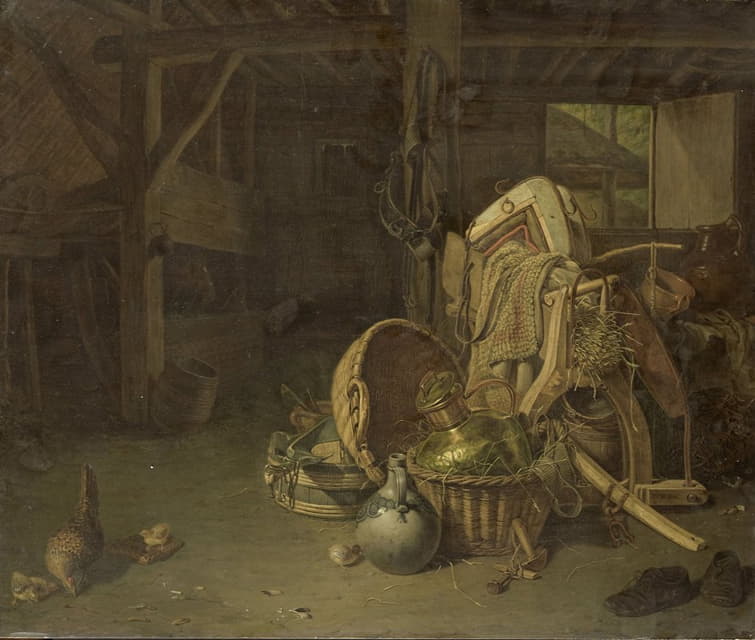 François Cornelis Knoll - Still Life in a Stable