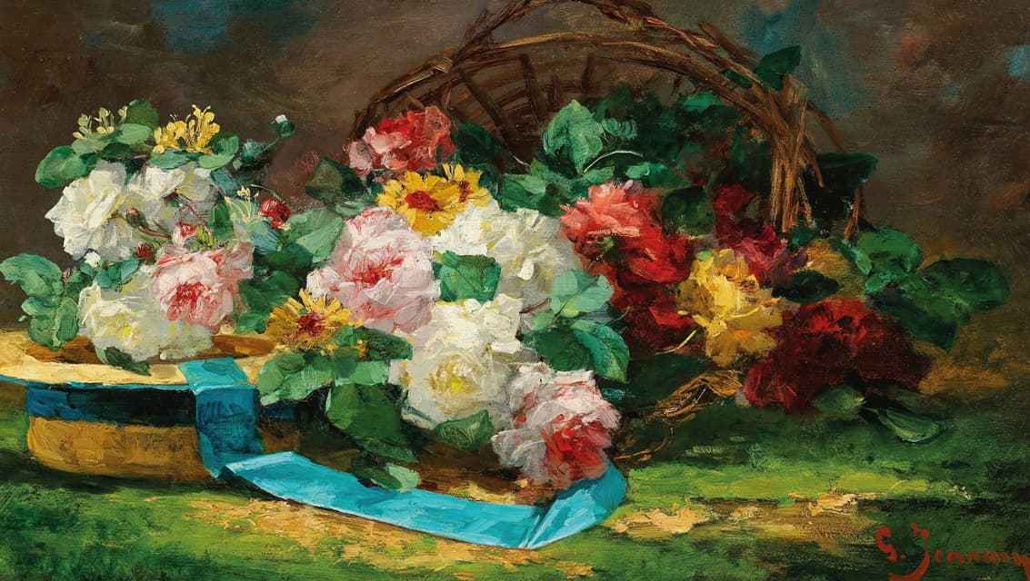 Georges Jeannin - Still Life with Roses and a Hat