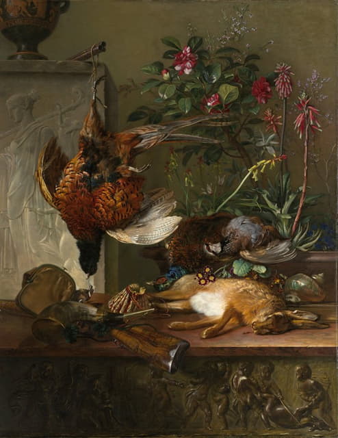 Georgius Jacobus Johannes van Os - Still Life with Game and a Greek Stele; Allegory of Autumn