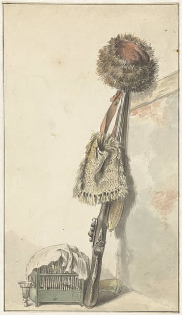 Jacob van Strij - Jachtstilleven met vogelkooi