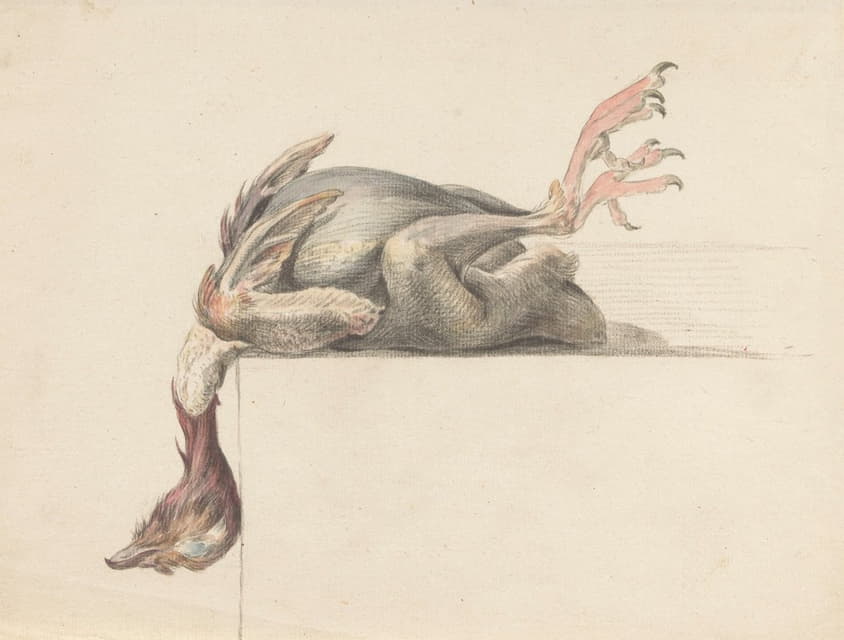 Jean Bernard - Geplukte vogel, met de kop naar beneden hangend