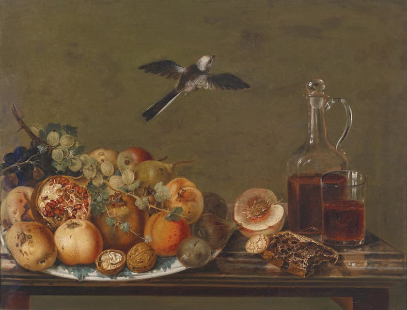 Johann Matthias Wurzer - Stillleben mit Feigen und Äpfeln