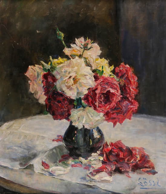 Johanna Lössl - Ein Rosenstrauß in einer Vase