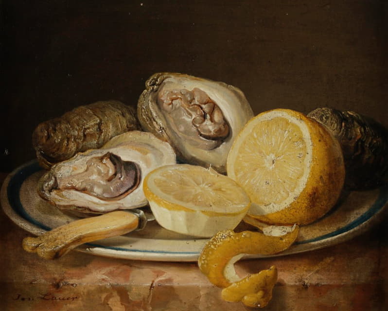 Josef Lauer - Stillleben mit Austern und Zitrone