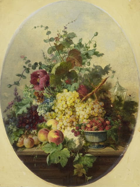 Louis Martinet - Stilleven met vruchten en bloemen