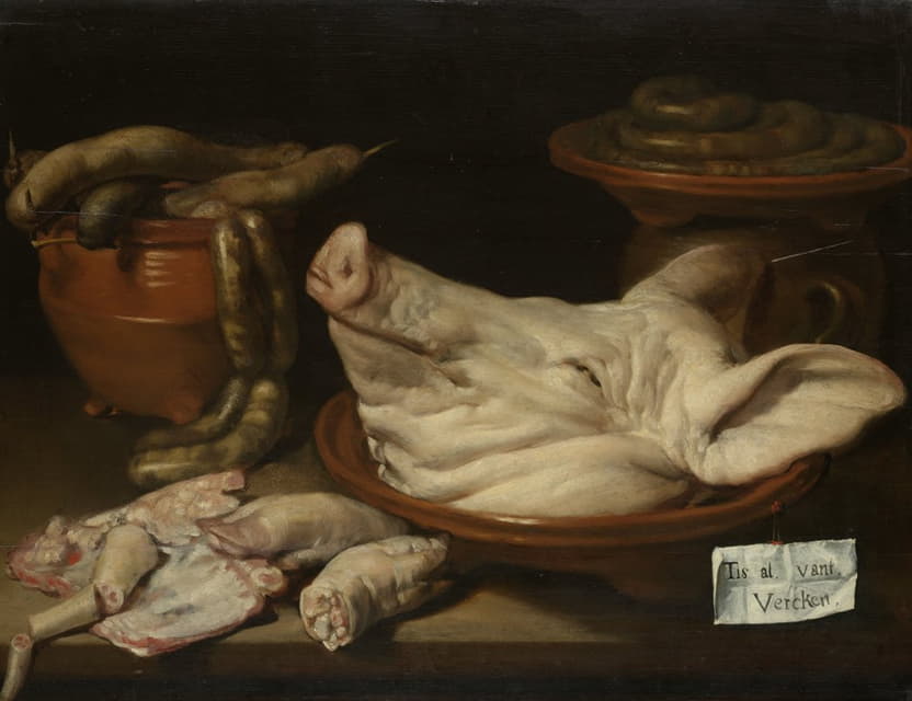 Monogrammist JVR - Still Life with Pig’s Head, Pig’s Knuckles and Sausage