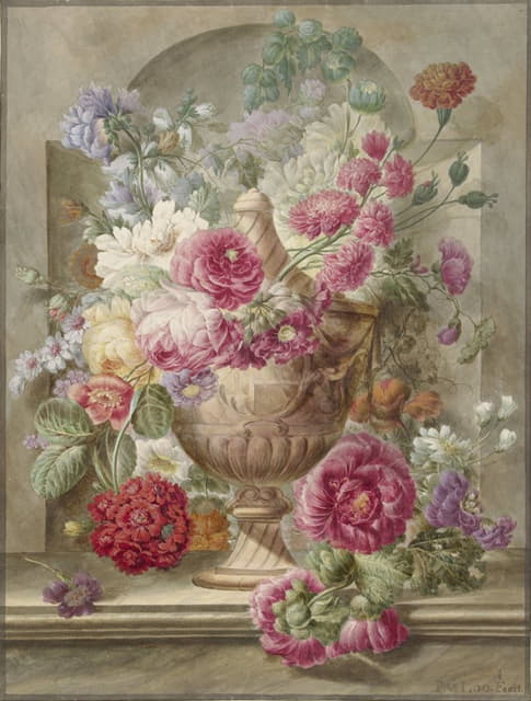Pieter van Loo - Vaas met bloemen