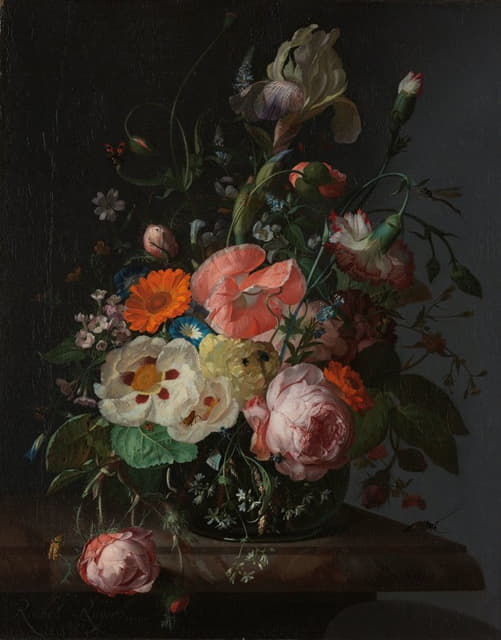 Rachel Ruysch - Still Life with Flowers on a Marble Tabletop